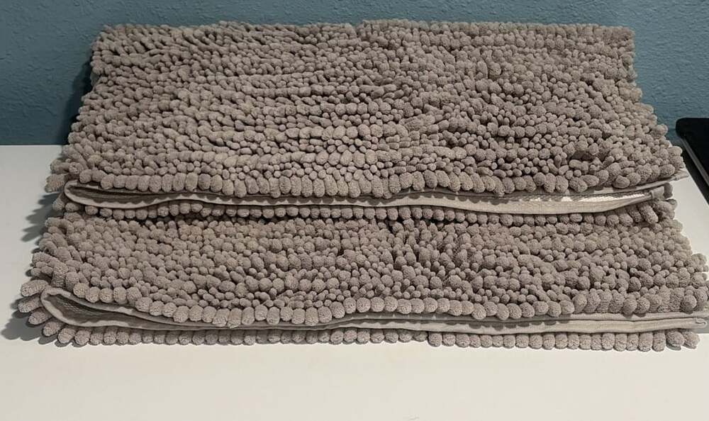 Chenille Bathroom Rug 48x32 Gray Shaggy Absorbent Bath Mat